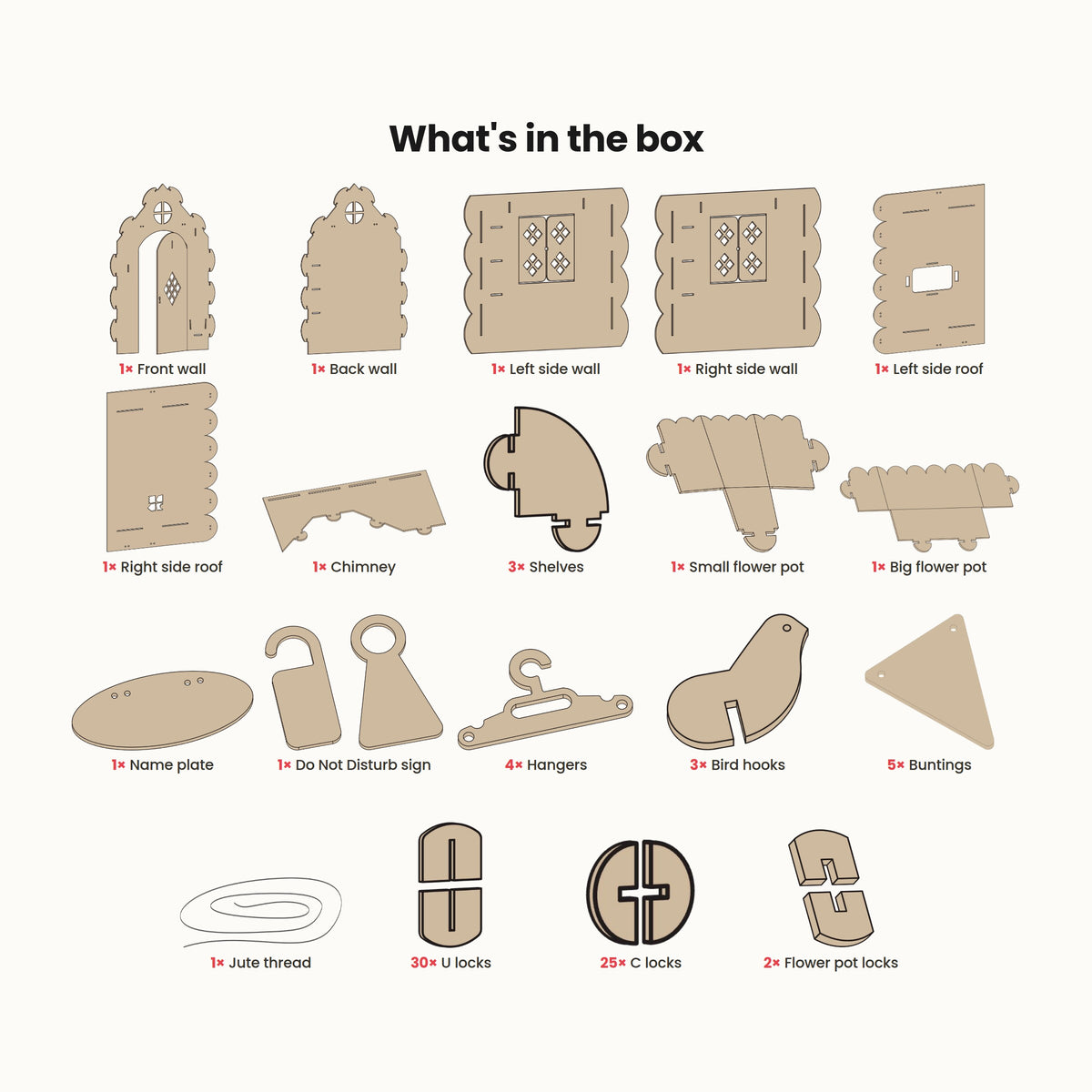What comes in the DUDUK Cubby House box
