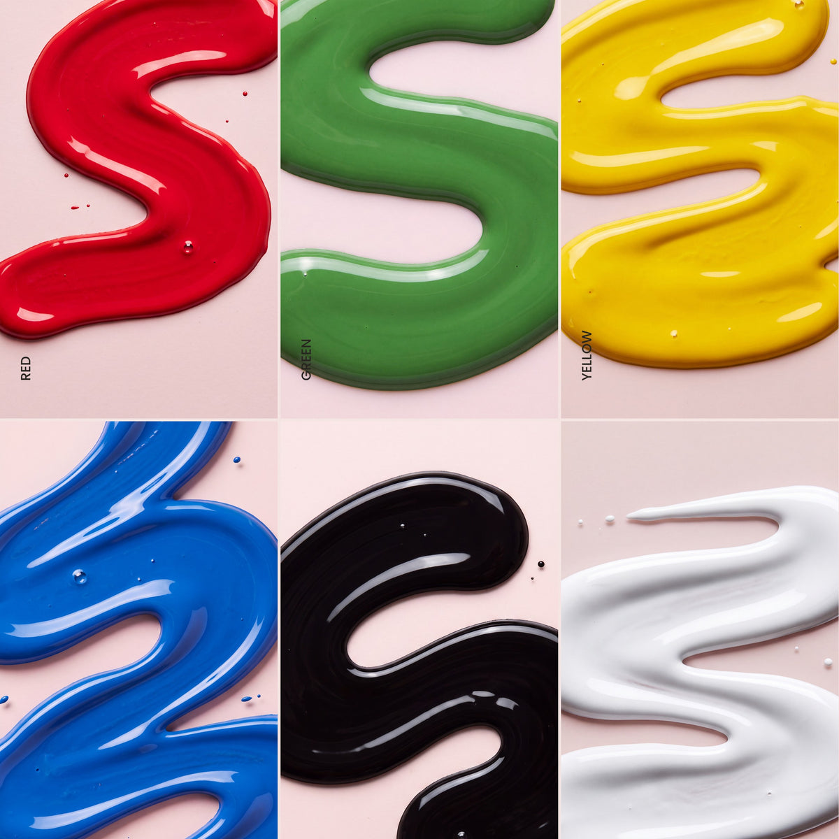 Swatches of the six DUDUK Painting Kit colours